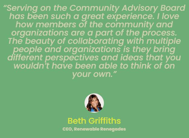 Quote from Beth Griffiths, CEO of Renewable Renegades 
