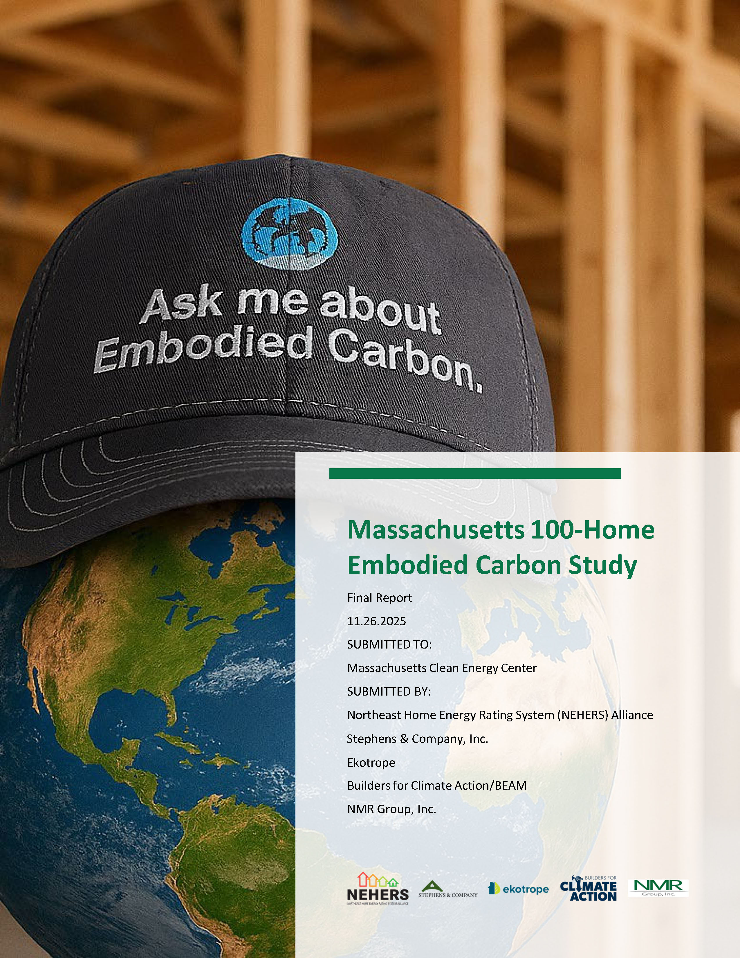 Cover page of Massachusetts 100 Home Embodied Carbon Study
