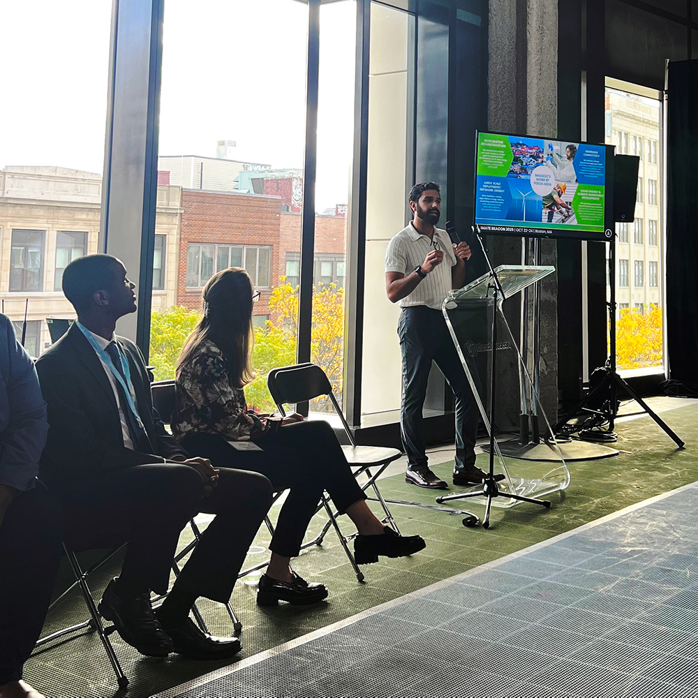 Ruedi speaking at Climate Beacon