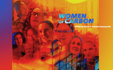 Poster for the film "Women of Carbon" with faces of many women