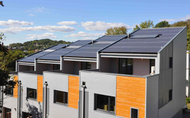 Rooftop solar on a row of condos 