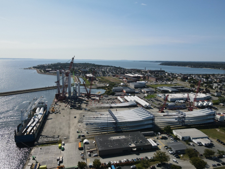Aerial view of the Port of New Bedford.