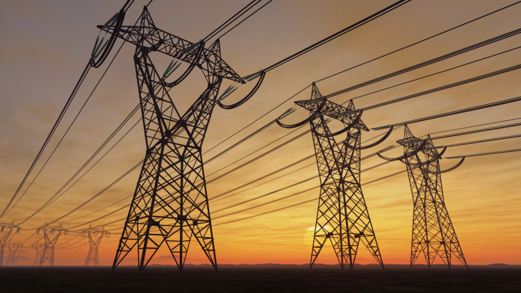 Power grid during sunset