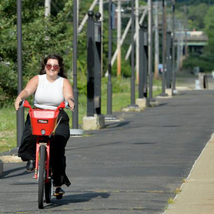 Rider on an electric bike.
