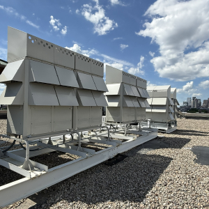 Clean energy equipment on a roof.