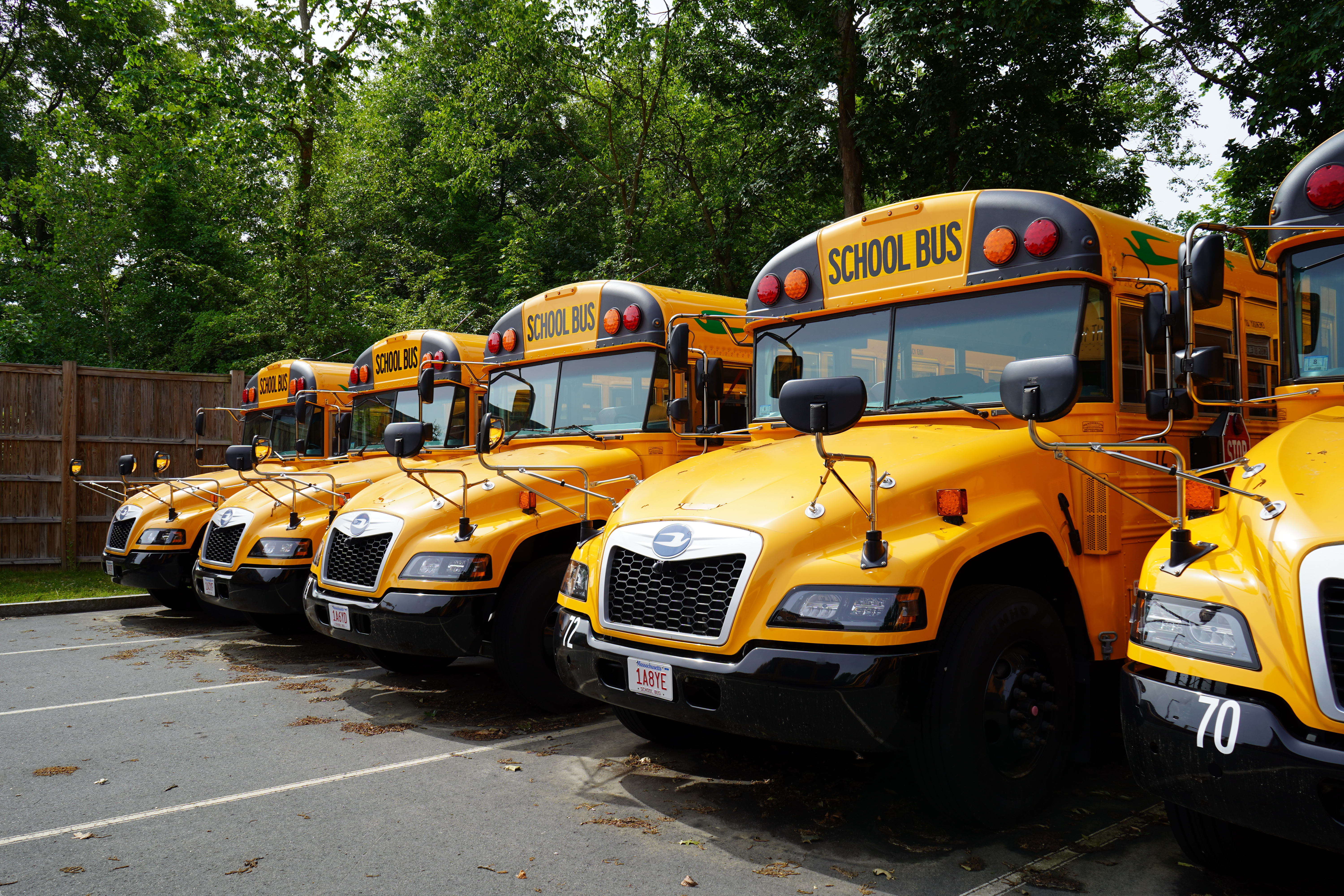 Electric school buses.