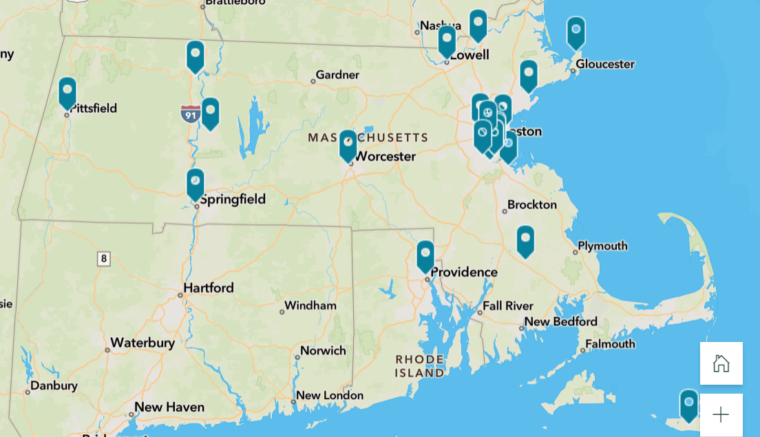 EmPower Awardee office locations on MA map