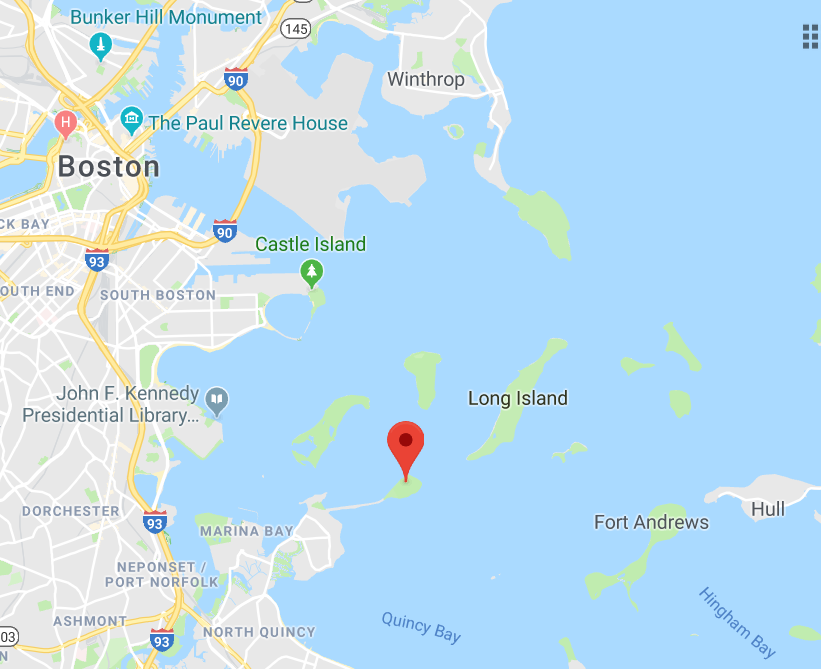 Map showing location of Moon Island in Boston Harbor