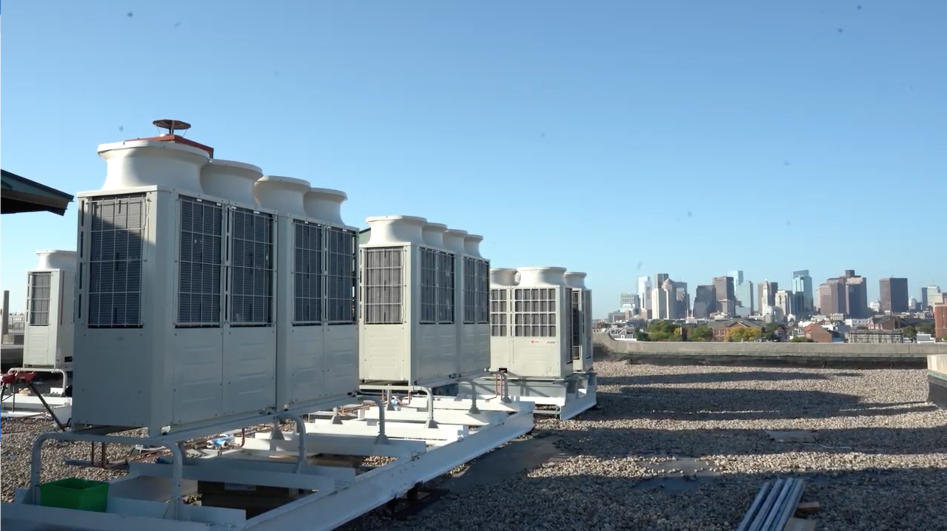 Clean energy equipment on a roof.