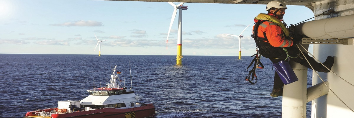 Offshore Wind Worker on Turbine